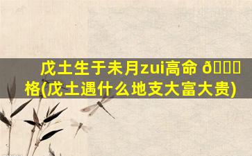 戊土生于未月zui
高命 🐟 格(戊土遇什么地支大富大贵)